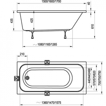 Ванна акриловая Ravak CHROME C721000000 150x70 см. 