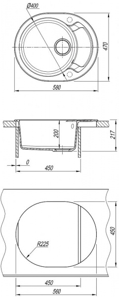 Мойка кухонная из литьевого мрамора Dr. Gans БЕРТА 580 25.040.B0580.403 58*47 см. латте