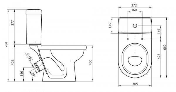 Унитаз-компакт Santeri ВИЗИТ 1.P405.3.S00.00B.F   Унитаз-компакт Santeri ВИЗИТ 1.P405.3.S00.00B.F