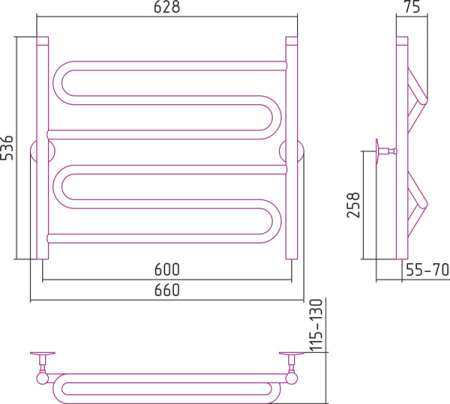 Полотенцесушитель водяной Стилье УНИВЕРСАЛ-51 00651-6060 600х600 