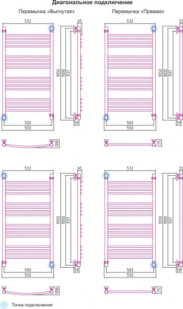 Полотенцесушитель водяной Сунержа БОГЕМА+ 00-0220-1050 1000х500 