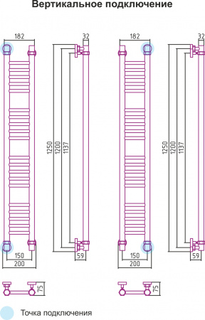 Полотенцесушитель водяной Сунержа БОГЕМА+ 00-0220-1215 1200х150 