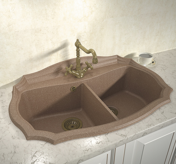 Мойка кухонная керамогранитная Florentina ЭМИЛИЯ 870 20.365.F870.104 87*55 см. бежевый