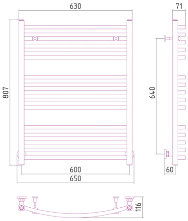 Полотенцесушитель водяной Сунержа АРКУС 00-0251-8060 800х600 