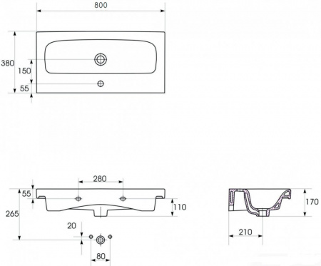 Раковина Cersanit MODUO S-UM-MOD80/1 80 