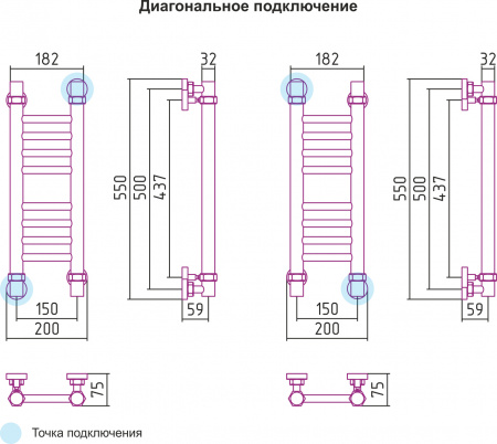 Полотенцесушитель водяной Сунержа БОГЕМА+ 00-0220-5015 500х150 
