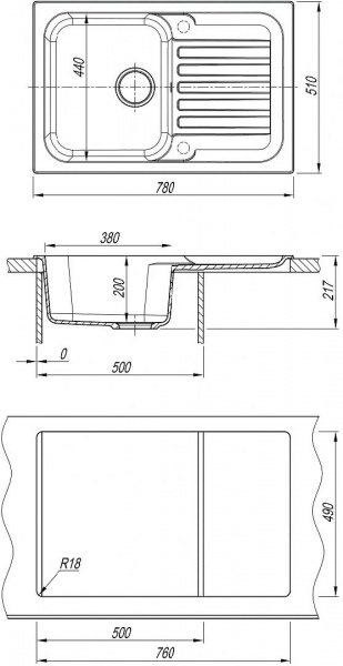 Мойка кухонная из литьевого мрамора Dr. Gans АДЕЛЬ 780 25.090.C0780.406 78*51 см. терракота