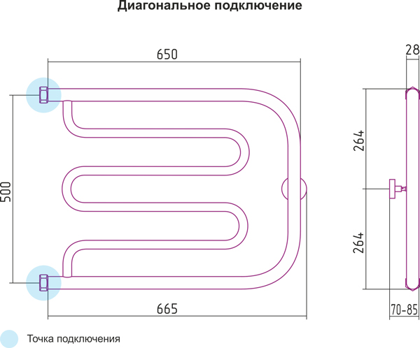 Полотенцесушитель водяной Сунержа ЛИРА 00-0011-5065 500х650 