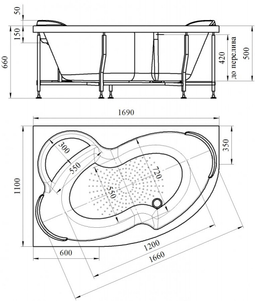 Ванна акриловая Vannesa ИРМА1  169x110 см. левая 