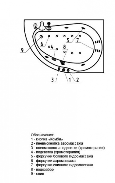 Ванна акриловая Aquatek ВИРГО  150x100 см. левая 