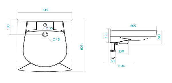 Раковина Santek ПИЛОТ 1.WH30.1.971  