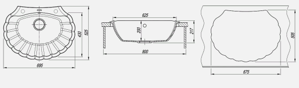 Мойка кухонная керамогранитная Florentina ГРЕБЕШОК 20.345.E0695.104 69,5*52,5 см. бежевый