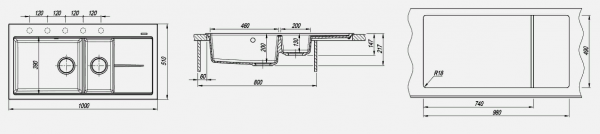 Мойка кухонная керамогранитная Florentina РОССАНА 20.335.E1000.102 100*51 см. черный