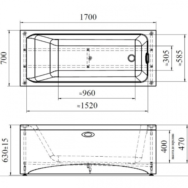 Ванна акриловая Vannesa АГАТА  170x70 см.  Ванна акриловая Vannesa АГАТА  170x70 см.
