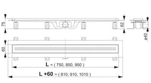 Душевой канал Alcaplast  APZ9-850M с решеткой  Душевой канал Alcaplast  APZ9-850M с решеткой