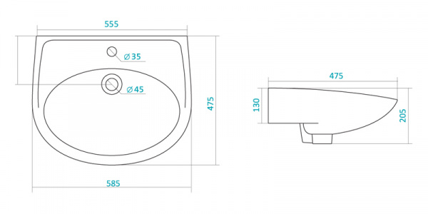 Раковина Santek БОРЕАЛЬ 1.WH11.0.484  