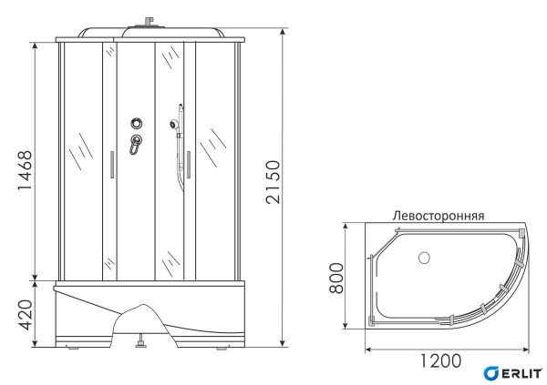 Душевая кабина Erlit  ER3512TPL-C4-RUS 120x80 см. левая 