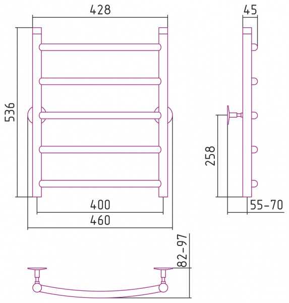 Полотенцесушитель водяной Стилье УНИВЕРСАЛ-50 00650-6040 600х400 
